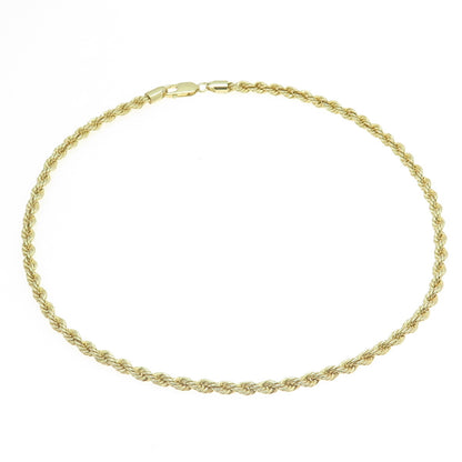 925 Sterling Silver Gold Pated Twisted Rope Chain Necklace 16"