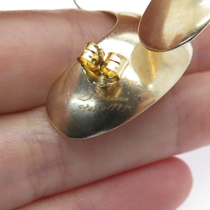 Patricia Daunis 925 Sterling Silver Gold Plated Vintage 1985 Modernist Earrings