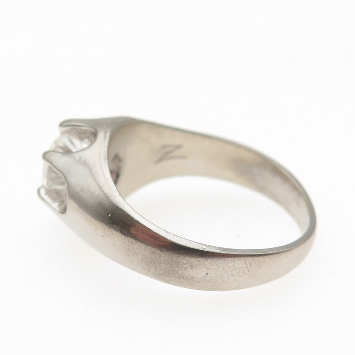 925 Sterling Silver Vintage Round-Cut C Z Modernist Ring Size 10.25