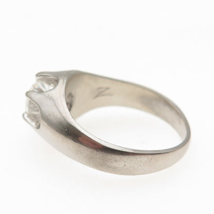 925 Sterling Silver Vintage Round-Cut C Z Modernist Ring Size 10.25