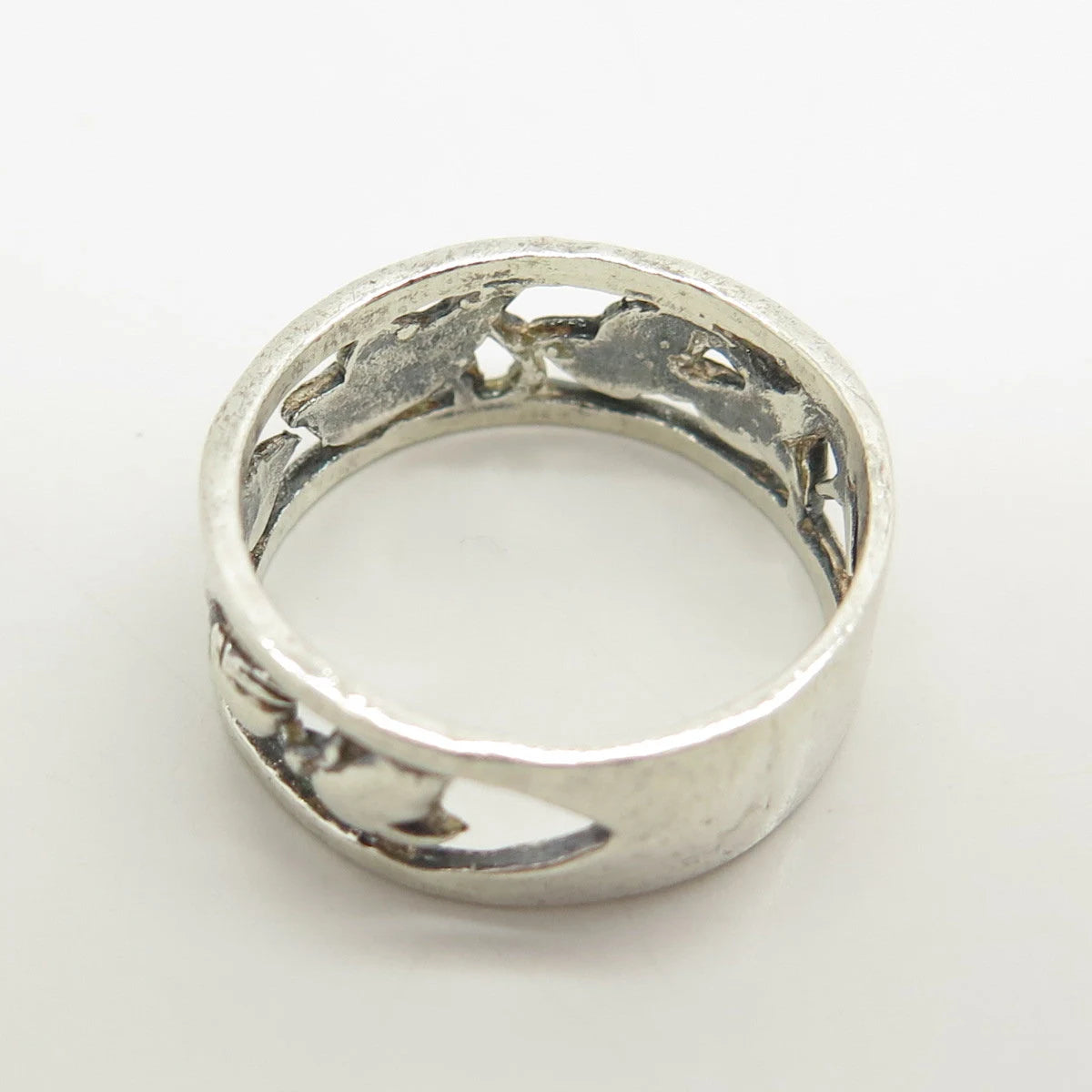 925 Sterling Silver Vintage Friendly Dolphin Band Ring Size 6.5