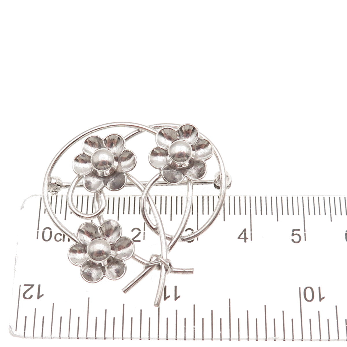 WRE W.E. Richards 925 Sterling Silver Vintage Flower Pin Brooch