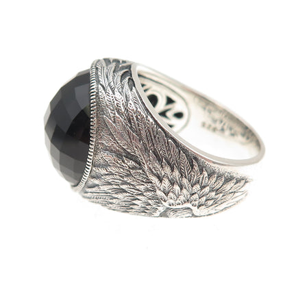 Scott Kay 925 Sterling Silver Real Black Onyx Angel Oxidized Ring Size 8