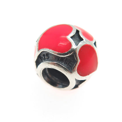 PANDORA 925 Sterling Silver Enamel Heart Bead Charm