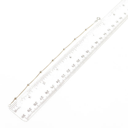 925 Sterling Silver 2-Tone Diamond-Cut Bead Station Cable Link Bracelet 7"