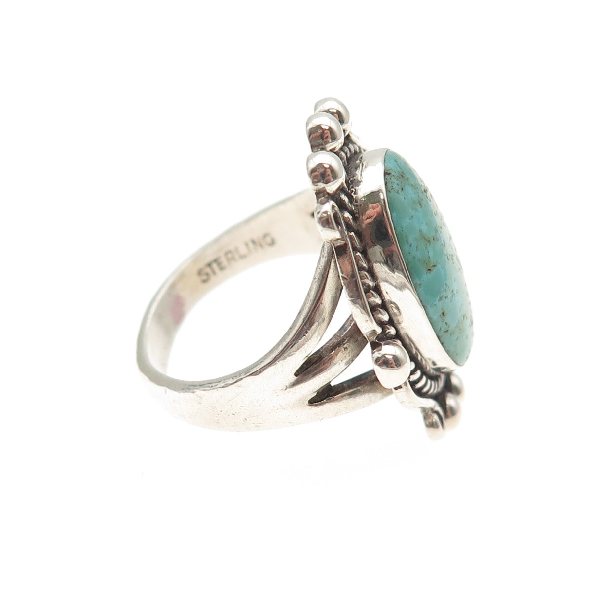 Old Pawn 925 Sterling Silver Vintage Southwestern Turquoise Tribal Ring Size 6