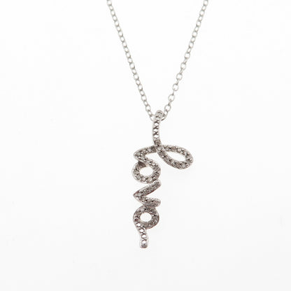 Sun 925 Sterling Silver Real Round-Cut Diamond Love Cable Chain Necklace 18"
