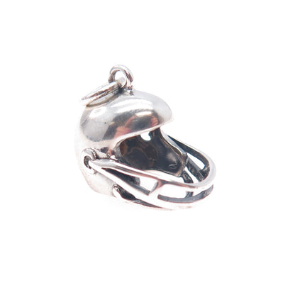 925 Sterling Silver Vintage Football Helmet Mini 3D Charm Pendant