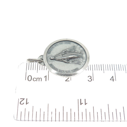 800 Silver Vintage St. Regina Medal Religious Oxidized Charm Pendant