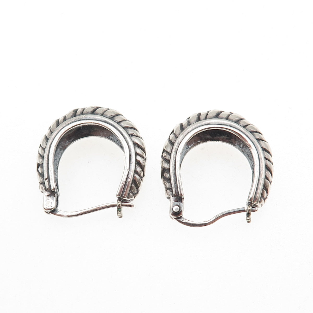 Sidney Evan 925 Sterling Silver Vintage Braided Oxidized Hoop Earrings
