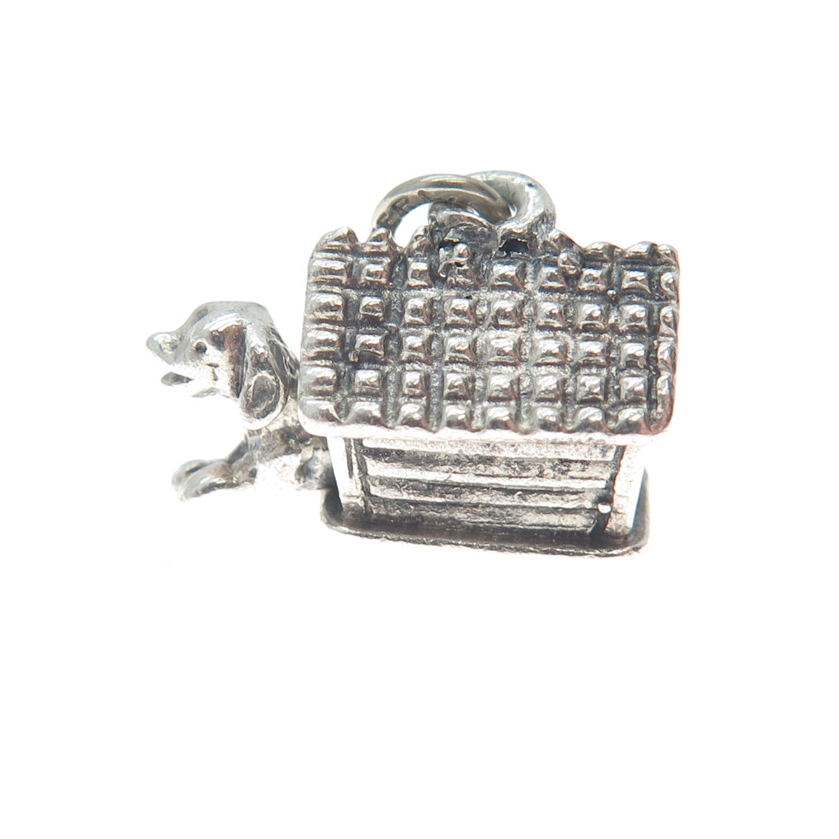 BEAU 925 Sterling Silver Vintage Dog House Minimalist 3D Charm Pendant