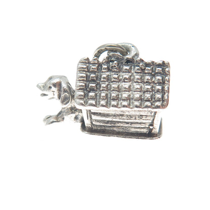 BEAU 925 Sterling Silver Vintage Dog House Minimalist 3D Charm Pendant