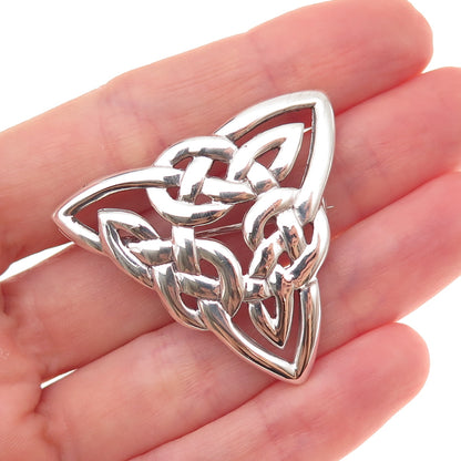 Solvar 925 Sterling Silver Vintage Ireland Celtic Trinity Knot Pin Brooch