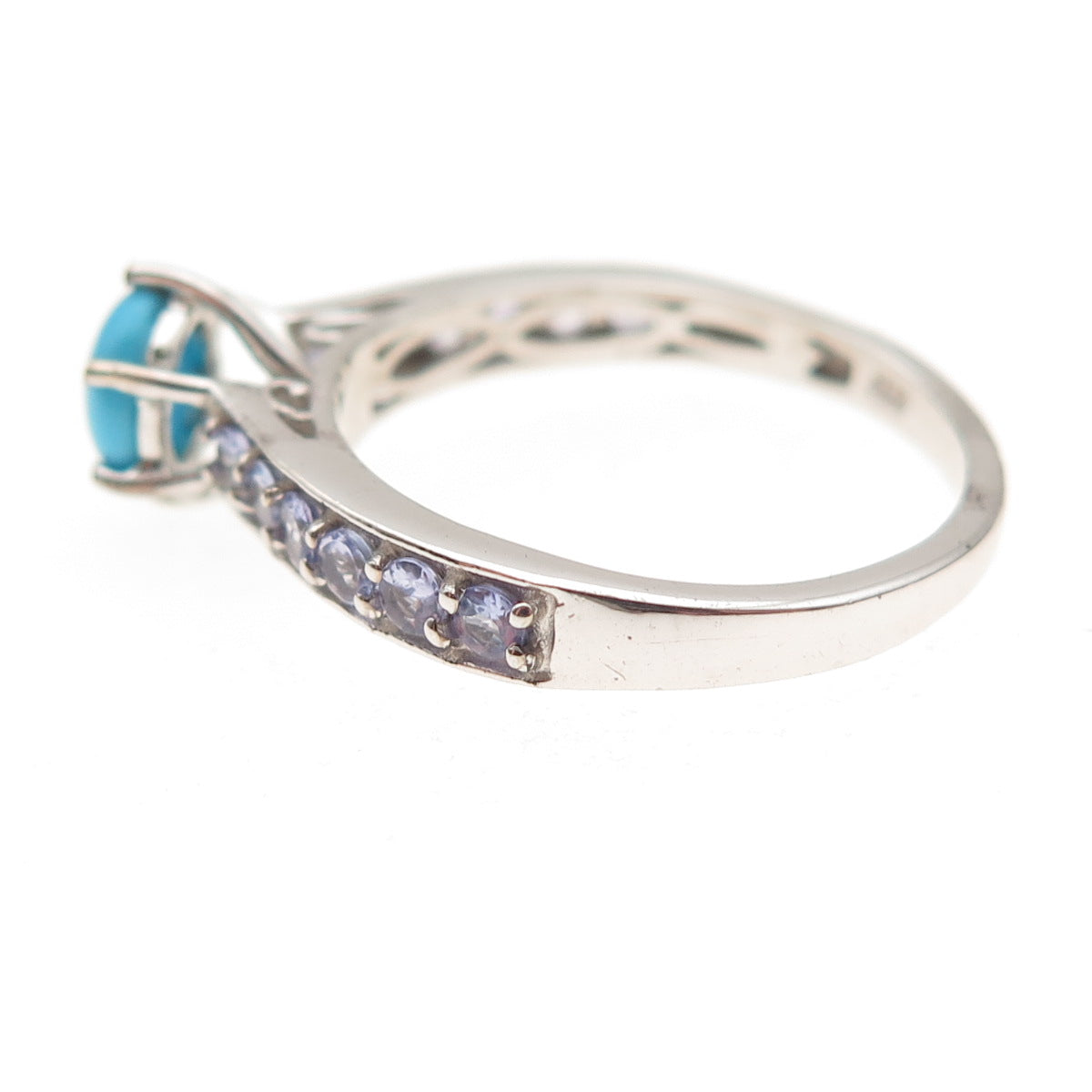 Chuck Clemency 925 Sterling Silver Real Turquoise & Tanzanite Ring Size 7.25