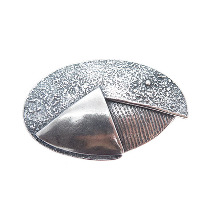 925 Sterling Silver Vintage Modernist Oxidized Pin Brooch