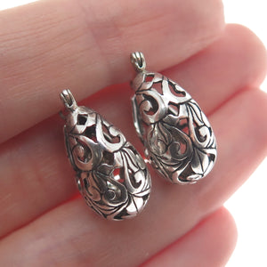JEZLAINE 925 Sterling Silver Vintage Oxidized Ornate Heart Hoop Earrings