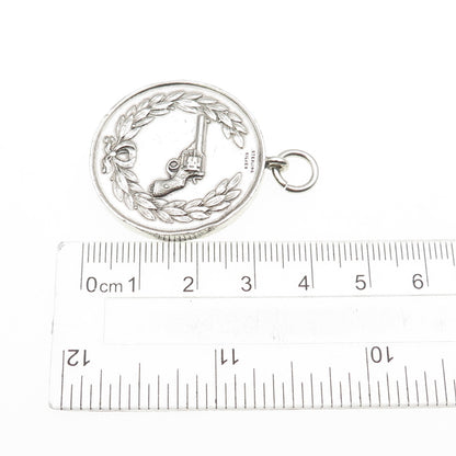925 Sterling Silver Antique 1951-52 NSRA Pistol Winter League Medal Pendant