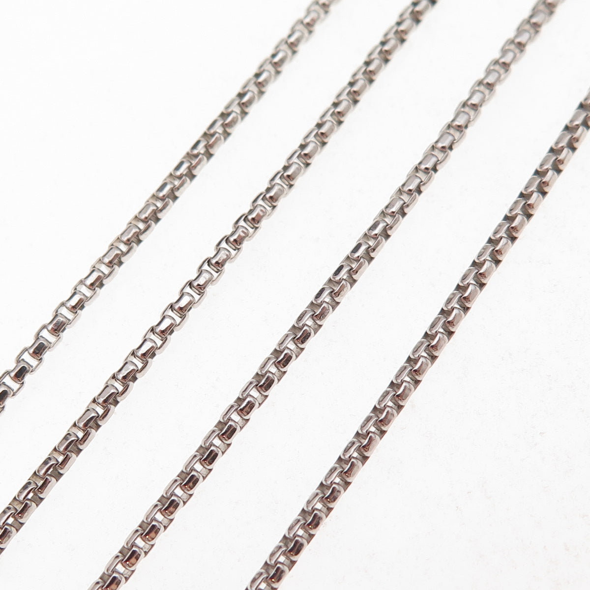 925 Sterling Silver Vintage Italy Round Box Chain Necklace 18"