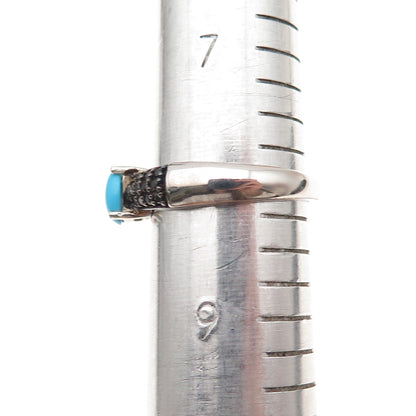 Chuck Clemency 925 Sterling Silver Real Turquoise & Black Spinel Ring Size 8.25