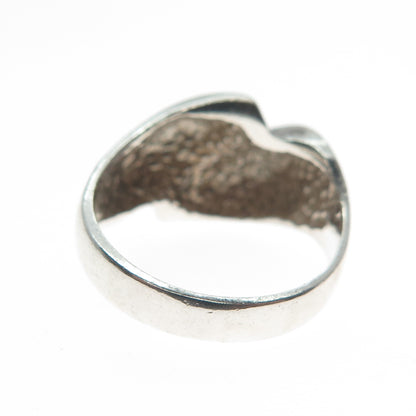 925 Sterling Silver Vintage Modernist Bypass Ring Size 7.25