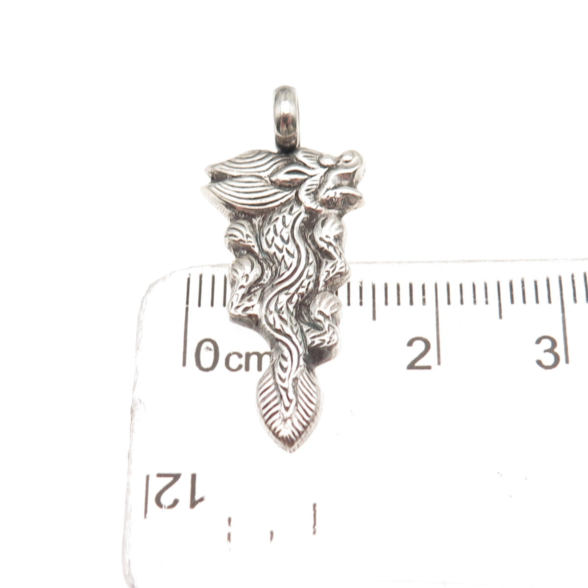 925 Sterling Silver Antique Art Deco Chinese Dragon Oxidized Charm Pendant
