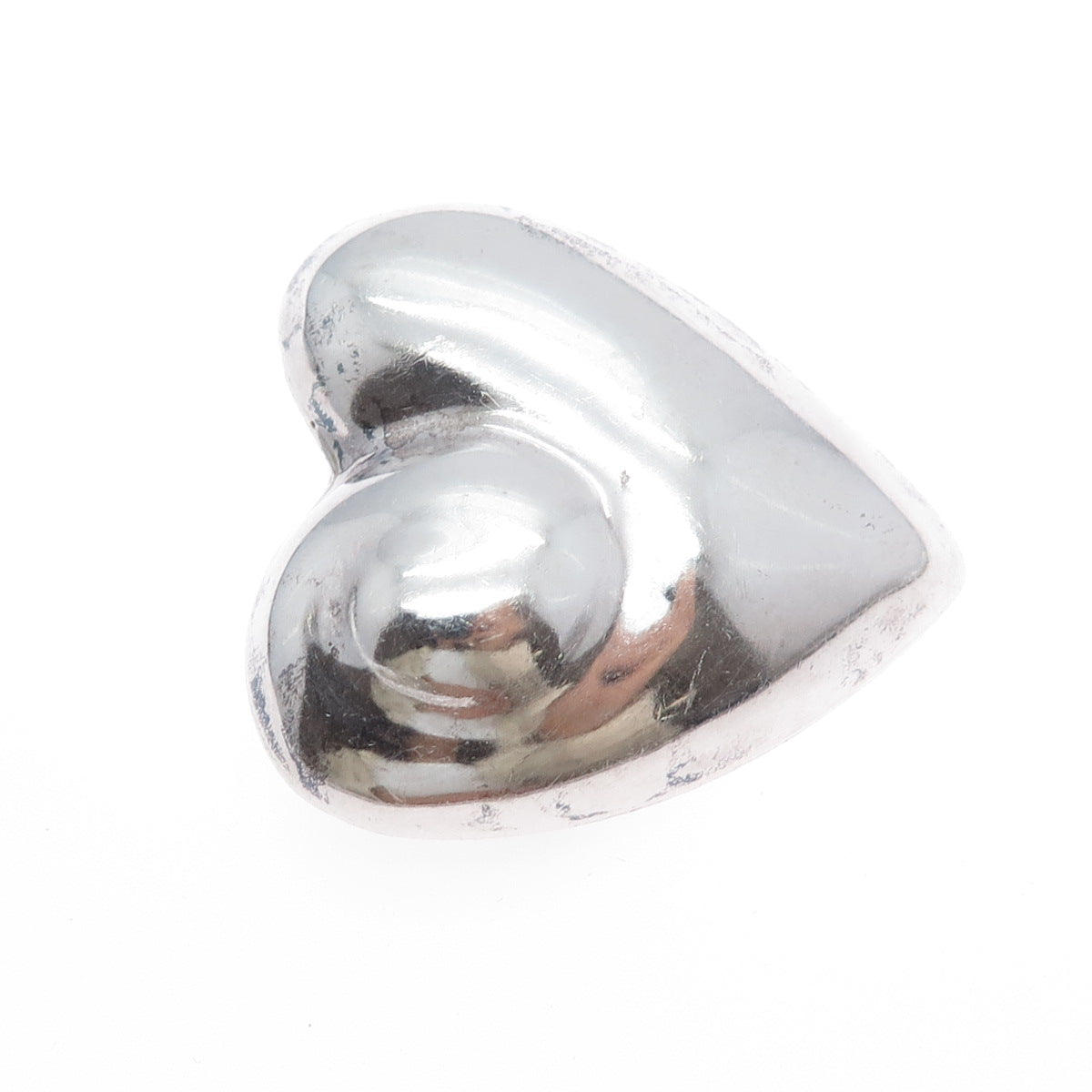 925 Sterling Silver Vintage Mexico Puffy Heart Pin Brooch / Pendant
