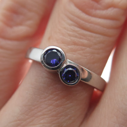 925 Sterling Silver Round-Cut Purple C Z Ring Size 5