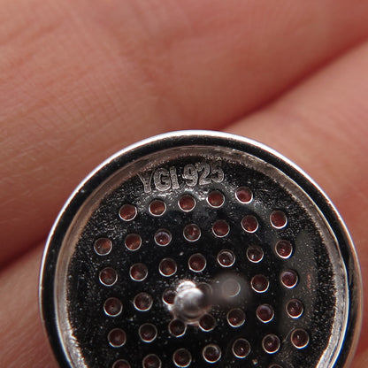 925 Sterling Silver Round-Cut C Z Disc Stud Earrings