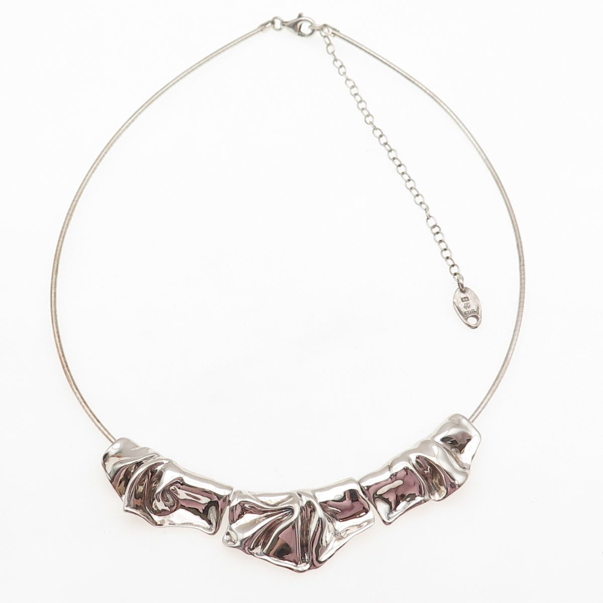 HAGIT GORALI 925 Sterling Silver Vintage Israel Modernist Chain Necklace 16-20"
