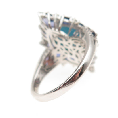 Chuck Clemency Sterling Silver Real Turquoise Iolite White Topaz Ring Size 8.25