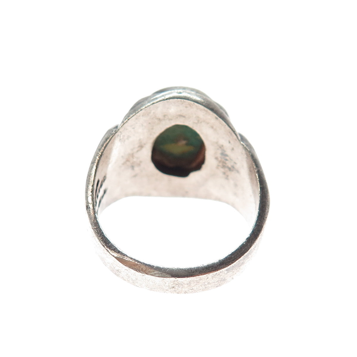 925 Sterling Silver Vintage Mexico Real Bisbee Turquoise Modernist Ring Size 10