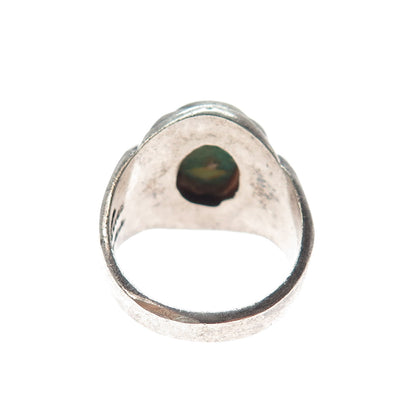 925 Sterling Silver Vintage Mexico Real Bisbee Turquoise Modernist Ring Size 10