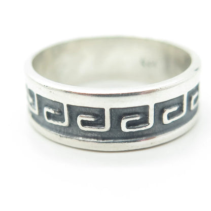925 Sterling Silver Vintage Greek Maze Band Ring Size 10.75