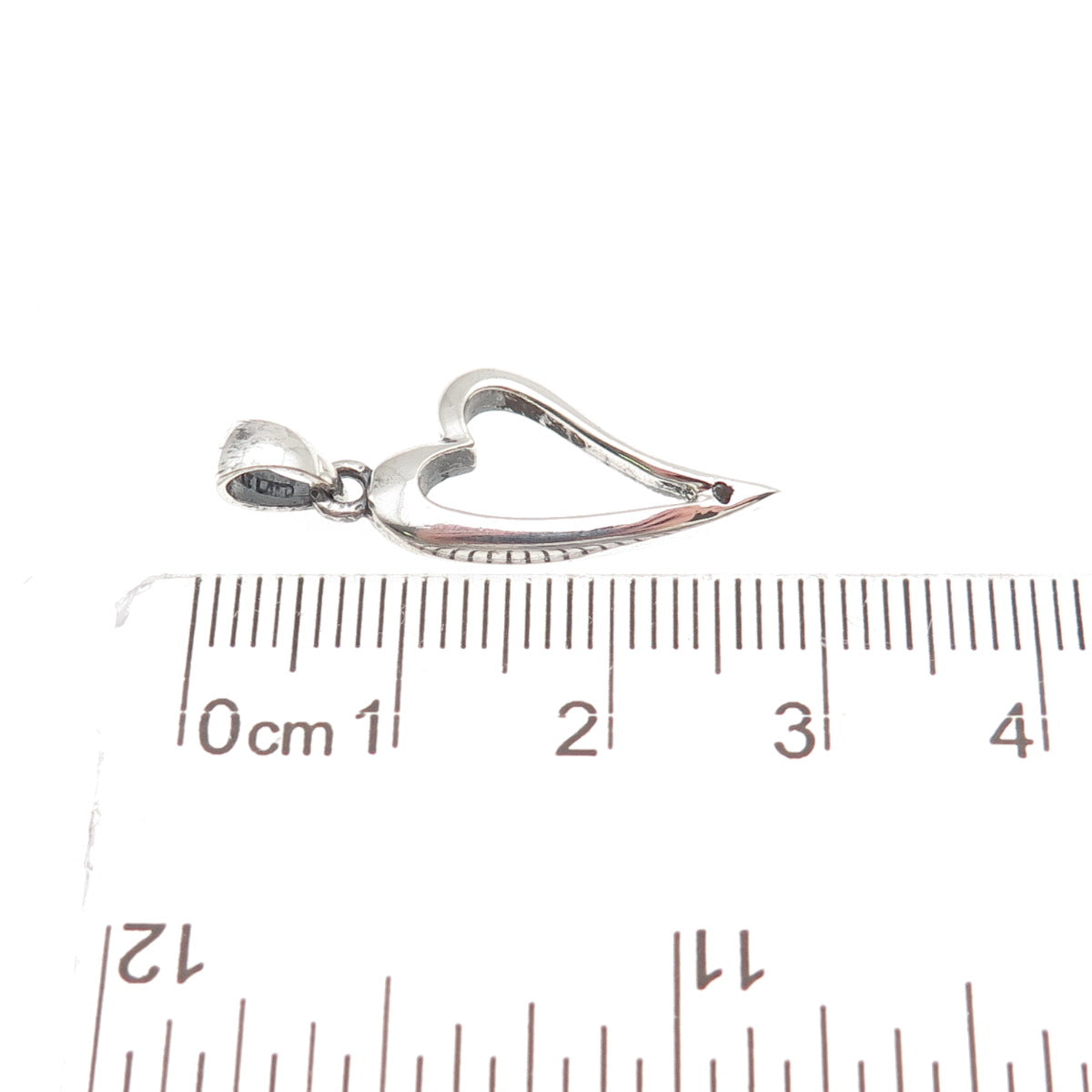 Ken Crafts 925 Sterling Silver Vintage Modernist Heart Charm Pendant