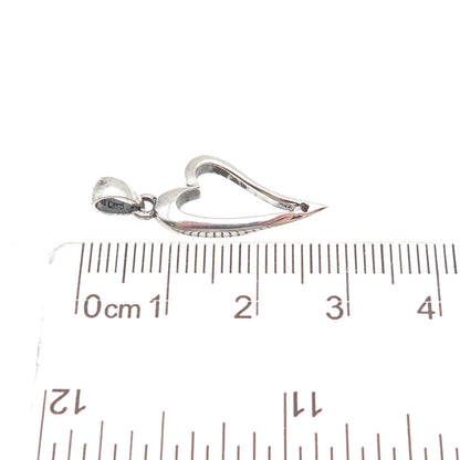 Ken Crafts 925 Sterling Silver Vintage Modernist Heart Charm Pendant