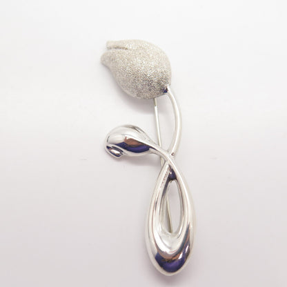 925 Sterling Silver Floral Leaf Pin Brooch