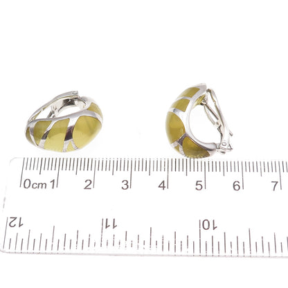 LLK Designs 925 Sterling Silver Vintage Enamel Modernist Omega Back Earrings