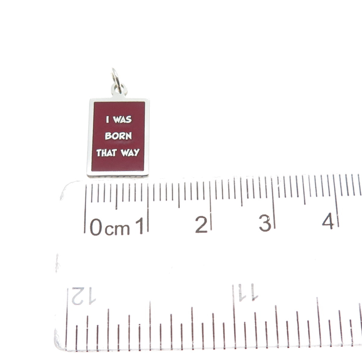 925 Sterling Silver Red Enamel I Was Born That Way Minimalist Charm Pendant