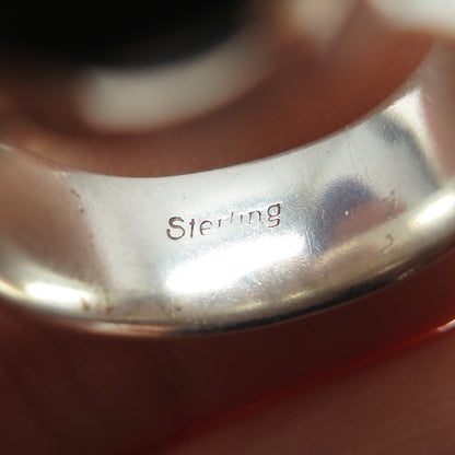 925 Sterling Silver Vintage Real Jasper Modernist Ring Size 8