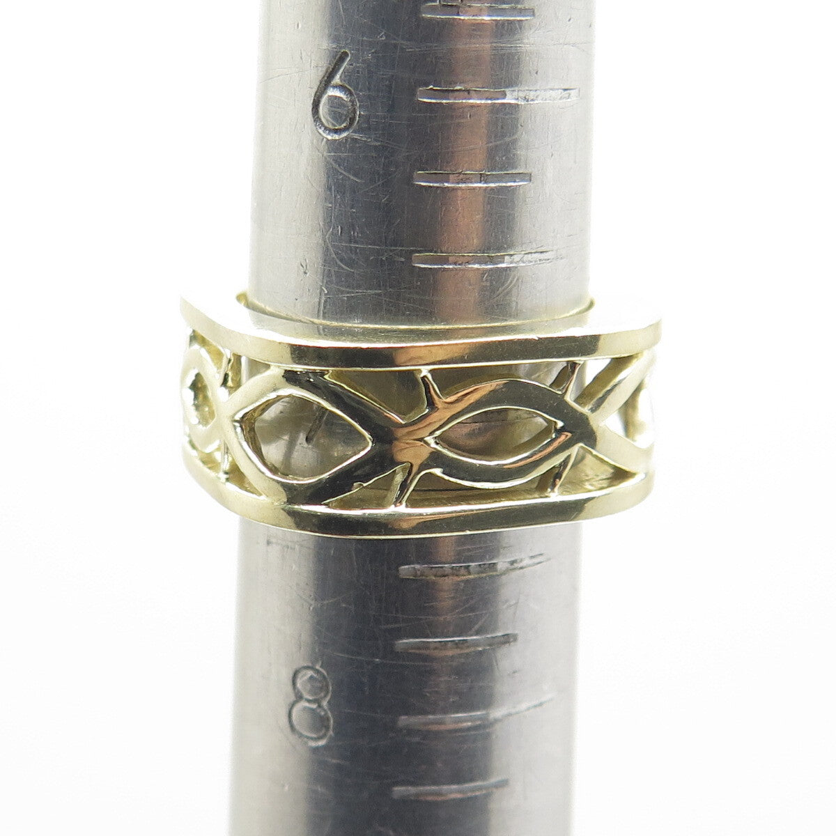 925 Sterling Silver Gold Plated Woven Square Band Ring Size 7.5
