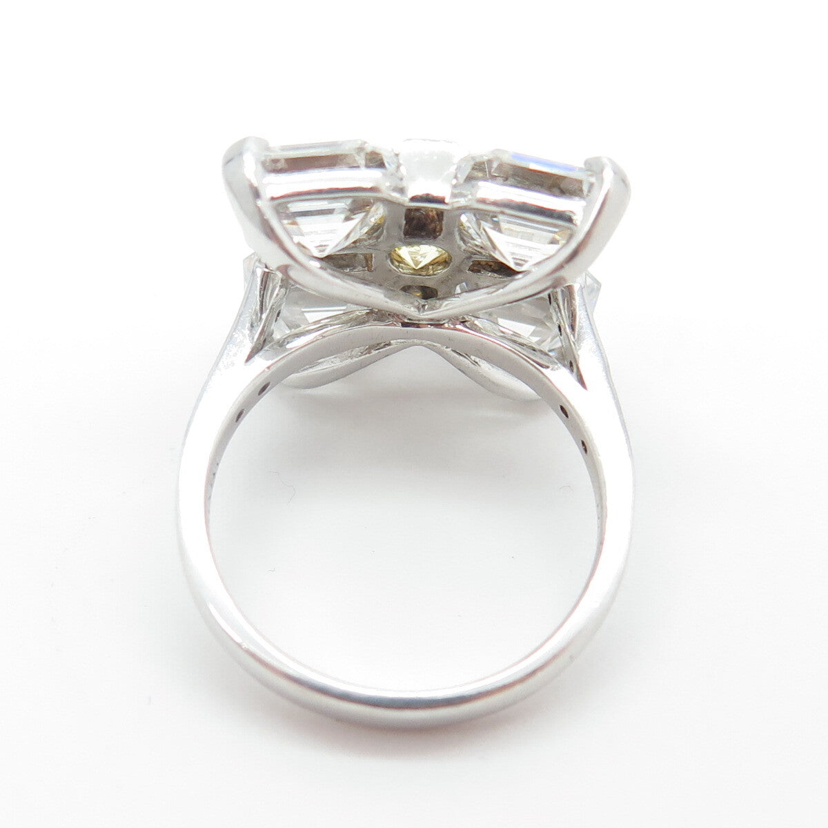 DANIEL K 925 Sterling Silver Multi-Cut Canary & White C Z Cross Ring Size 6