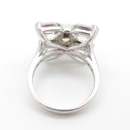 DANIEL K 925 Sterling Silver Multi-Cut Canary & White C Z Cross Ring Size 6