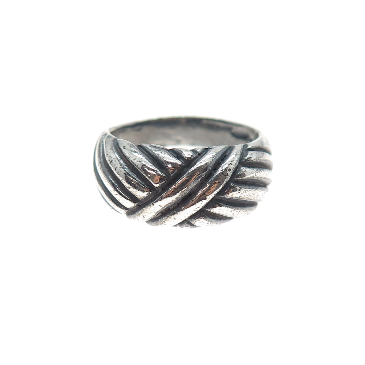 MASHA 925 Sterling Silver Vintage Modernist Oxidized Ring Size 7.5
