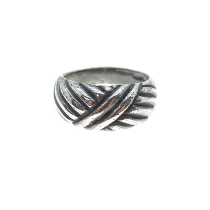 MASHA 925 Sterling Silver Vintage Modernist Oxidized Ring Size 7.5