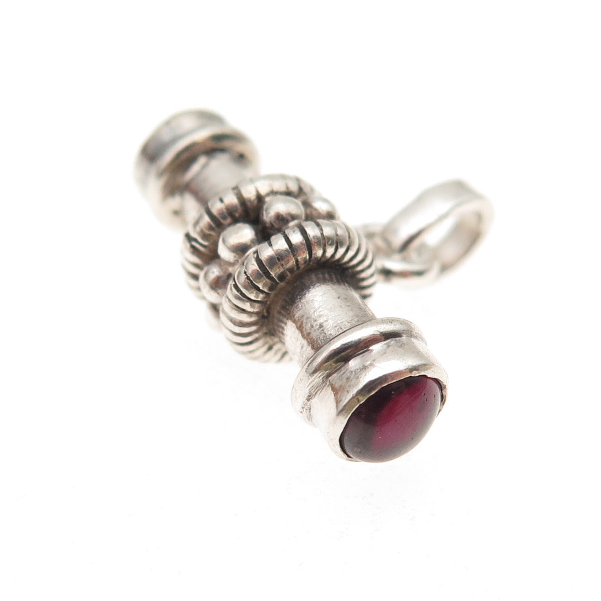 925 Sterling Silver Vintage Real Rhodolite Bracelet / Necklace Toggle Bar Lock