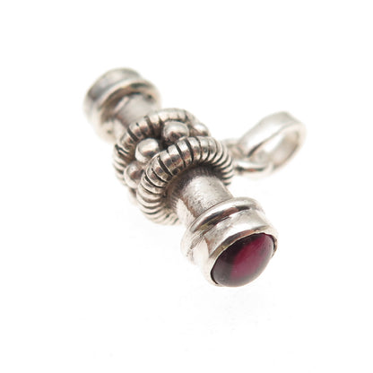 925 Sterling Silver Vintage Real Rhodolite Bracelet / Necklace Toggle Bar Lock