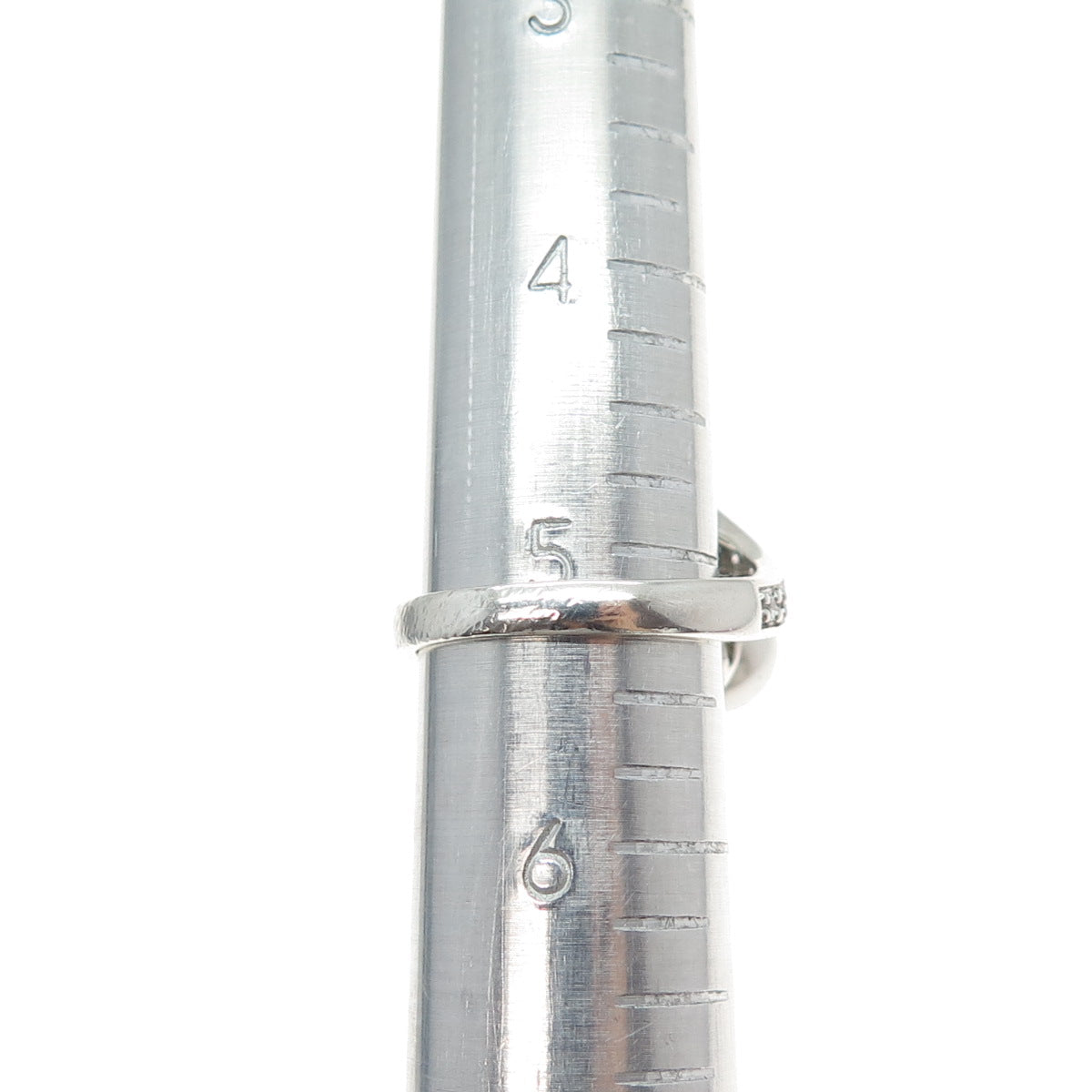 NEVADA 925 Sterling Silver Faux Pearl & C Z Bypass Ring Size 5.25