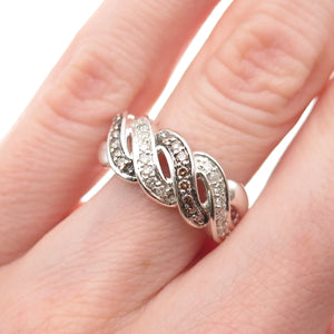 Michelle Albala 925 Sterling Silver Real Cognac & White Diamond Ring Size 6.25