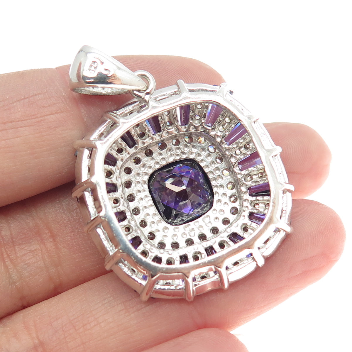 925 Sterling Silver White & Lavender C Z Pendant