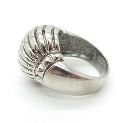 925 Sterling Silver Vintage Ribbed Domed Ring Size 6.25
